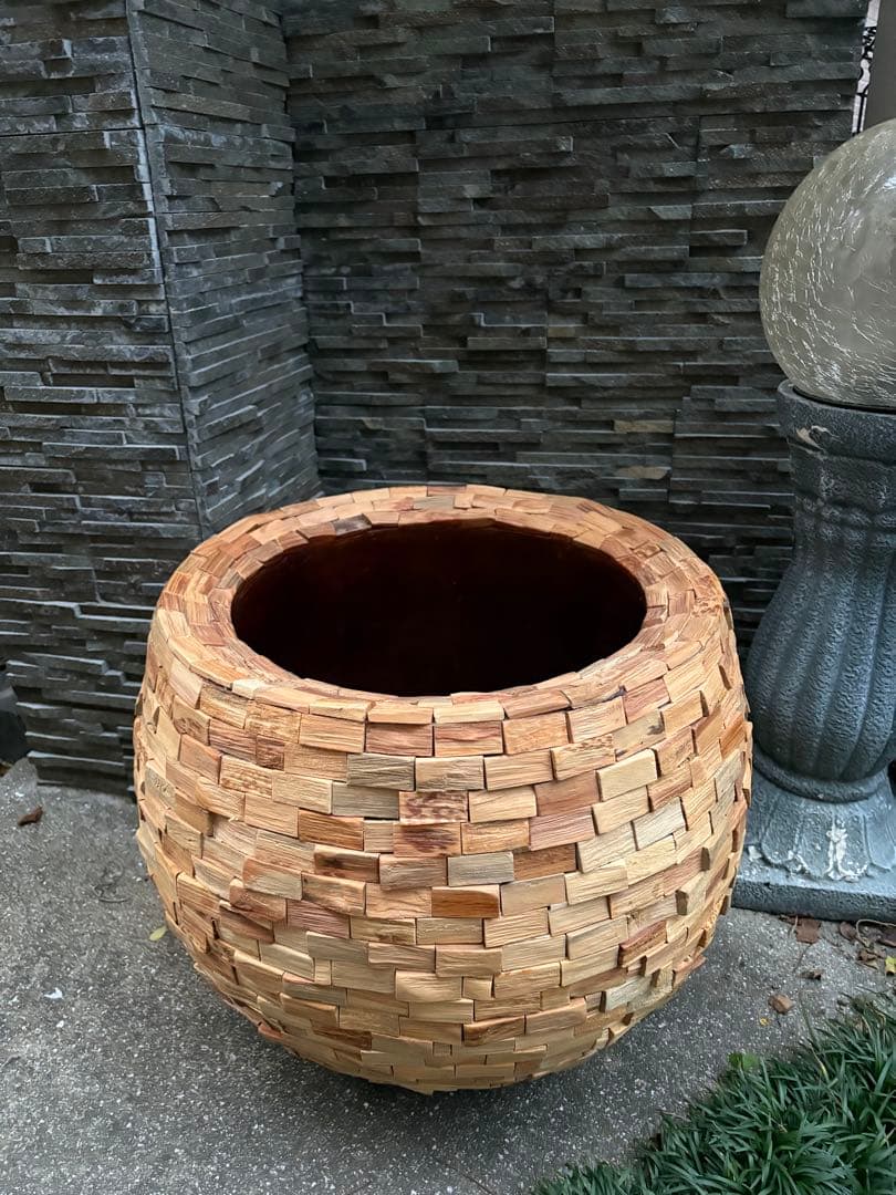 大型　モザイクウッドポット 鉢カバー 43 ×45cm