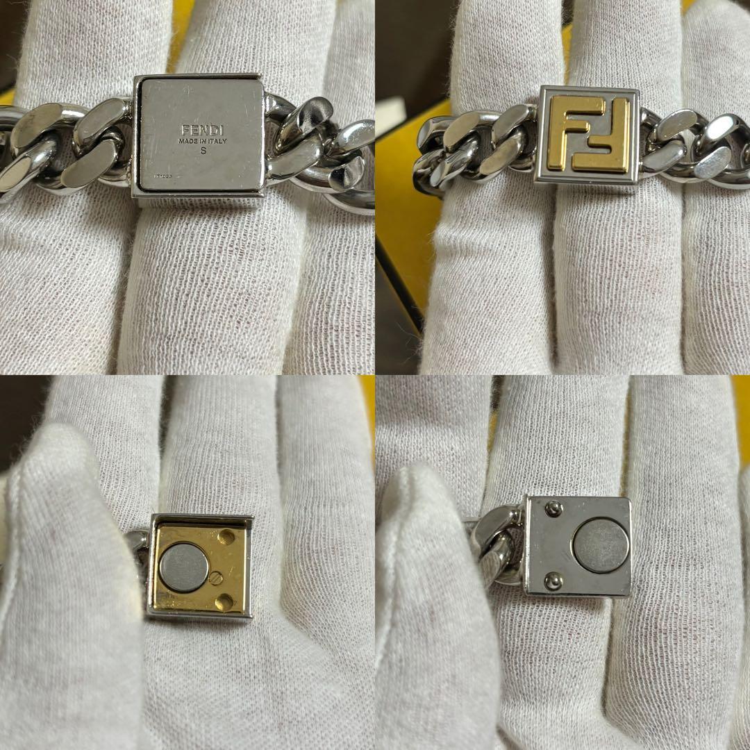 ［美品］フェンディ　FFロゴ　喜平　チェーンブレスレット　パラジウム＆ゴールド