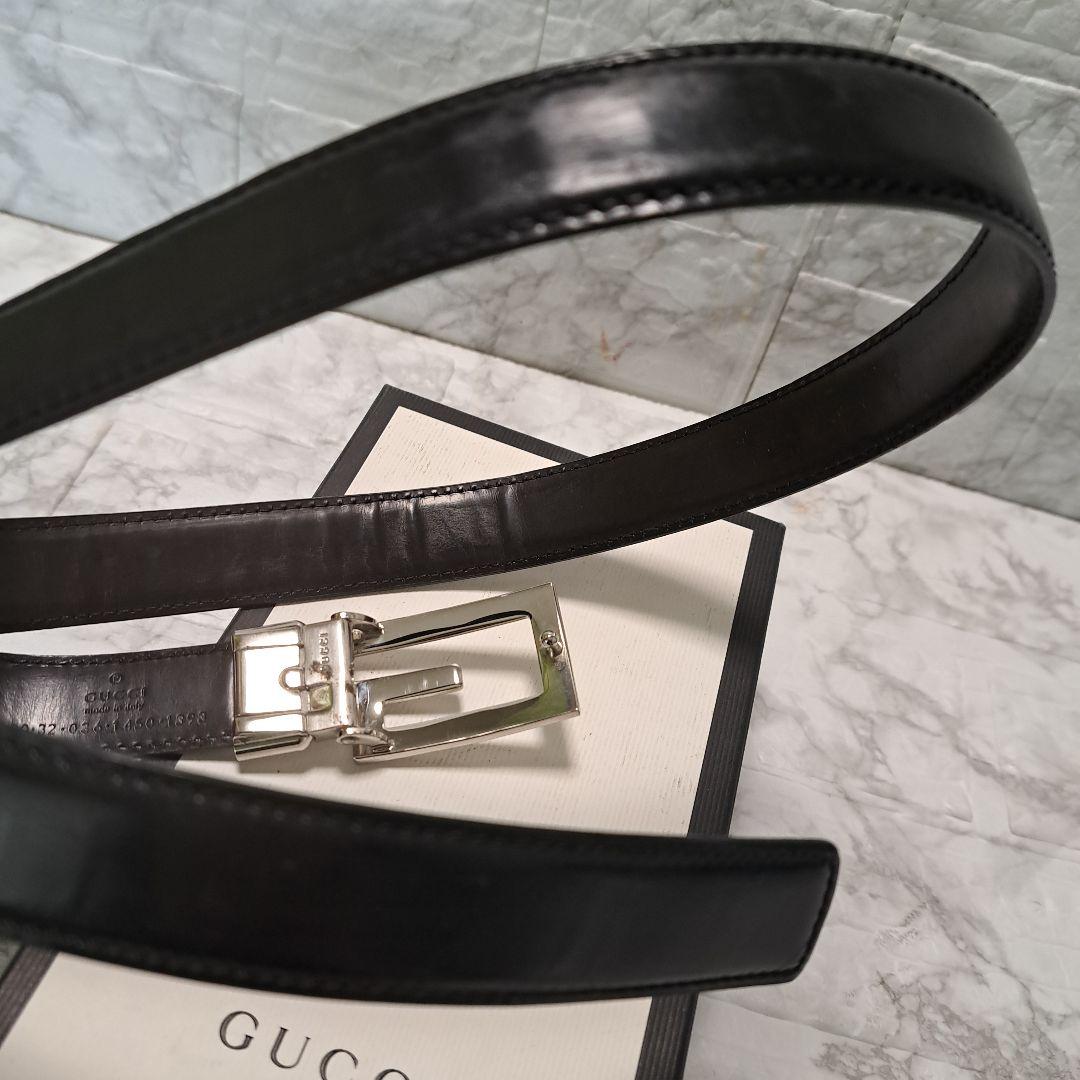✨美品✨GUCCI グッチ ベルト Gバックル シルバー金具 本革 ビジネス