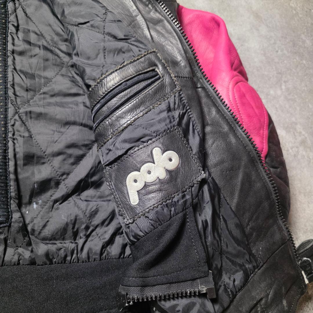 90sPoloSportsポロレザーレーシングジャケットライダースバイカーバイク