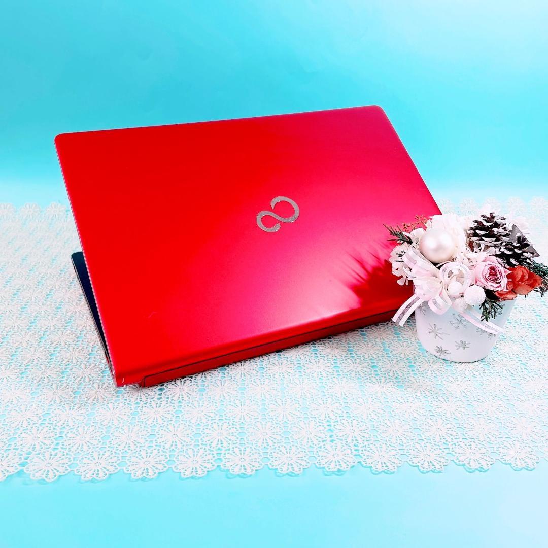 迷ったらコレ‼️タッチパネル✨️小型軽量！赤ノートパソコン快適SSD✨️薄型カメラ付き