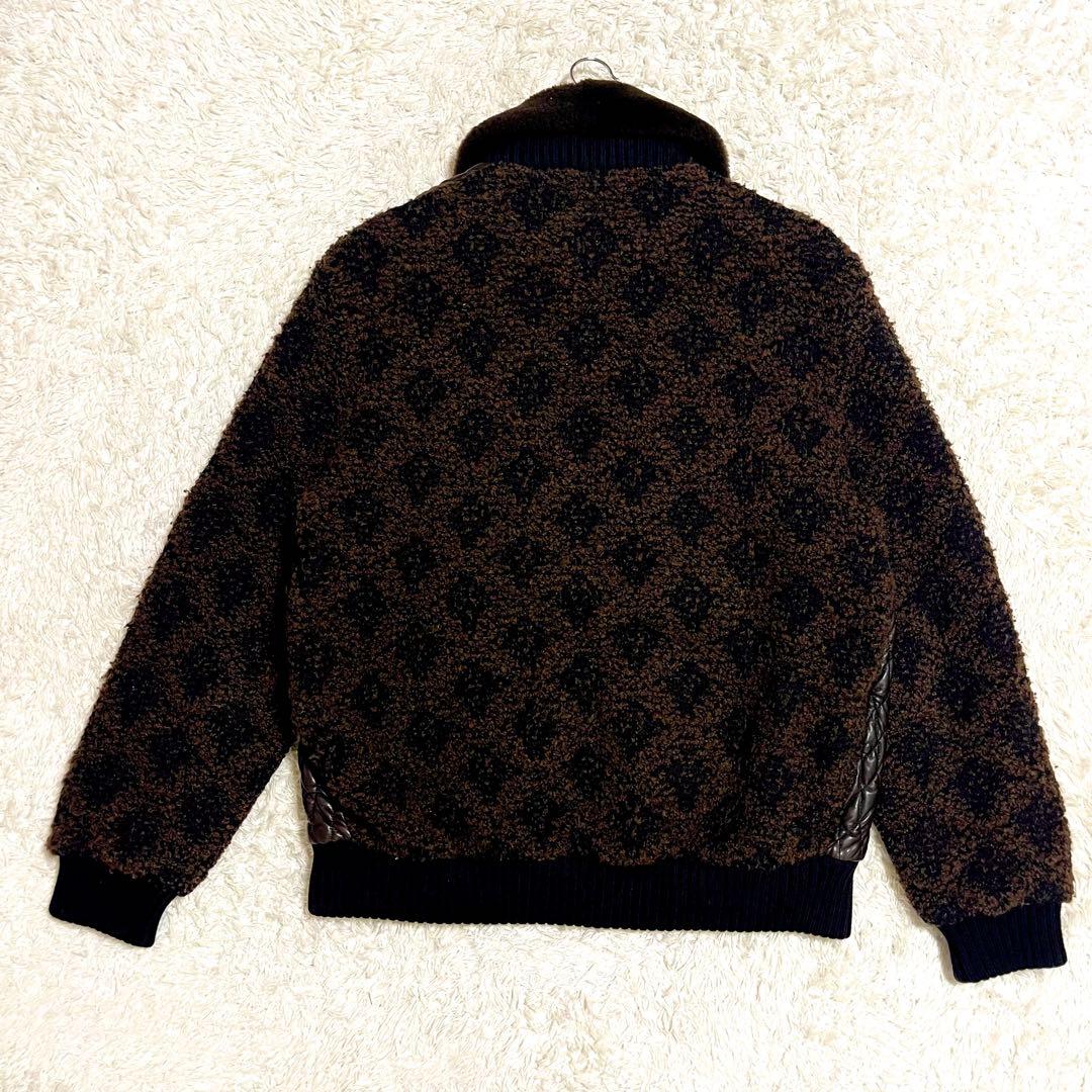 ✨希少✨PETER BROWN レザージャケット 切り替え ニット カシミヤ混