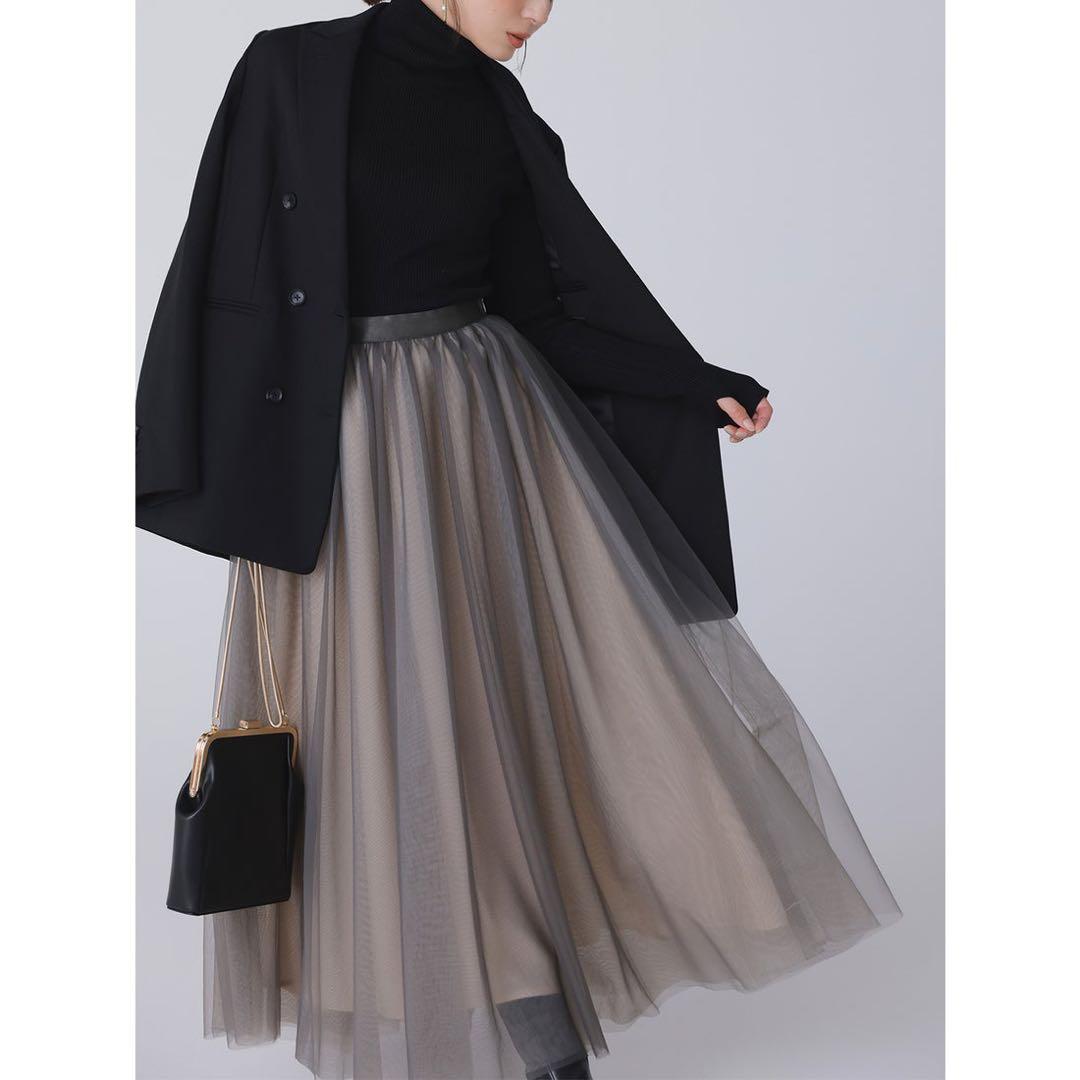 アニュアンス　シアーボリュームチュールスカート　新品　ロングスカート　マキシ