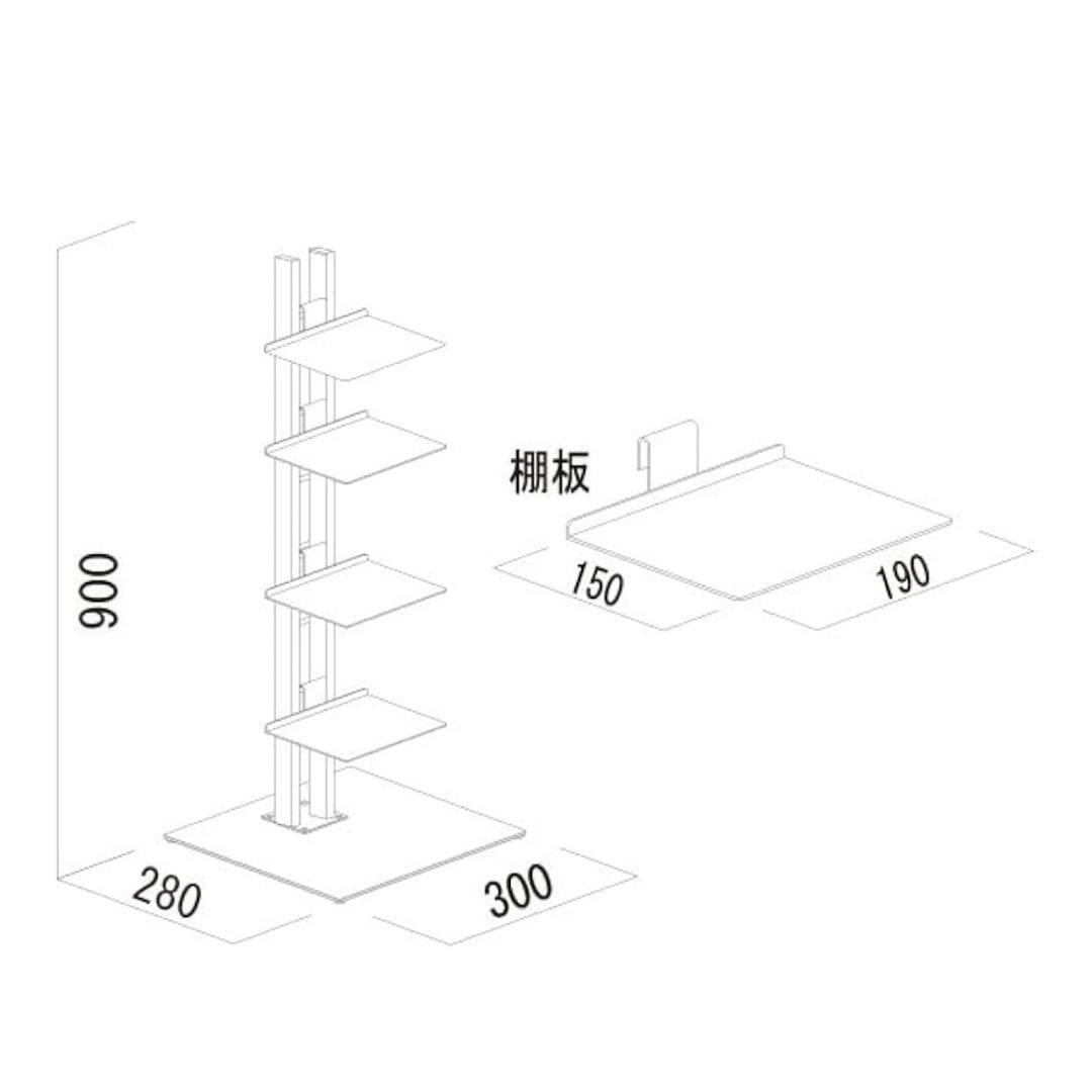ルネセイコウ タワーシェルフ ブックタワー 4段