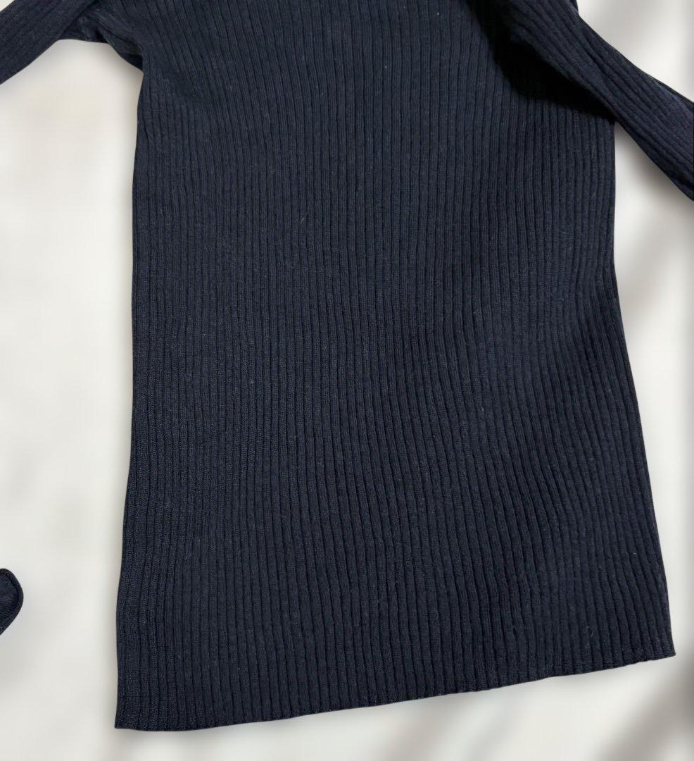 シーマリー cccmalie 美品 カシミヤシルクフリルタートルニット ネイビー