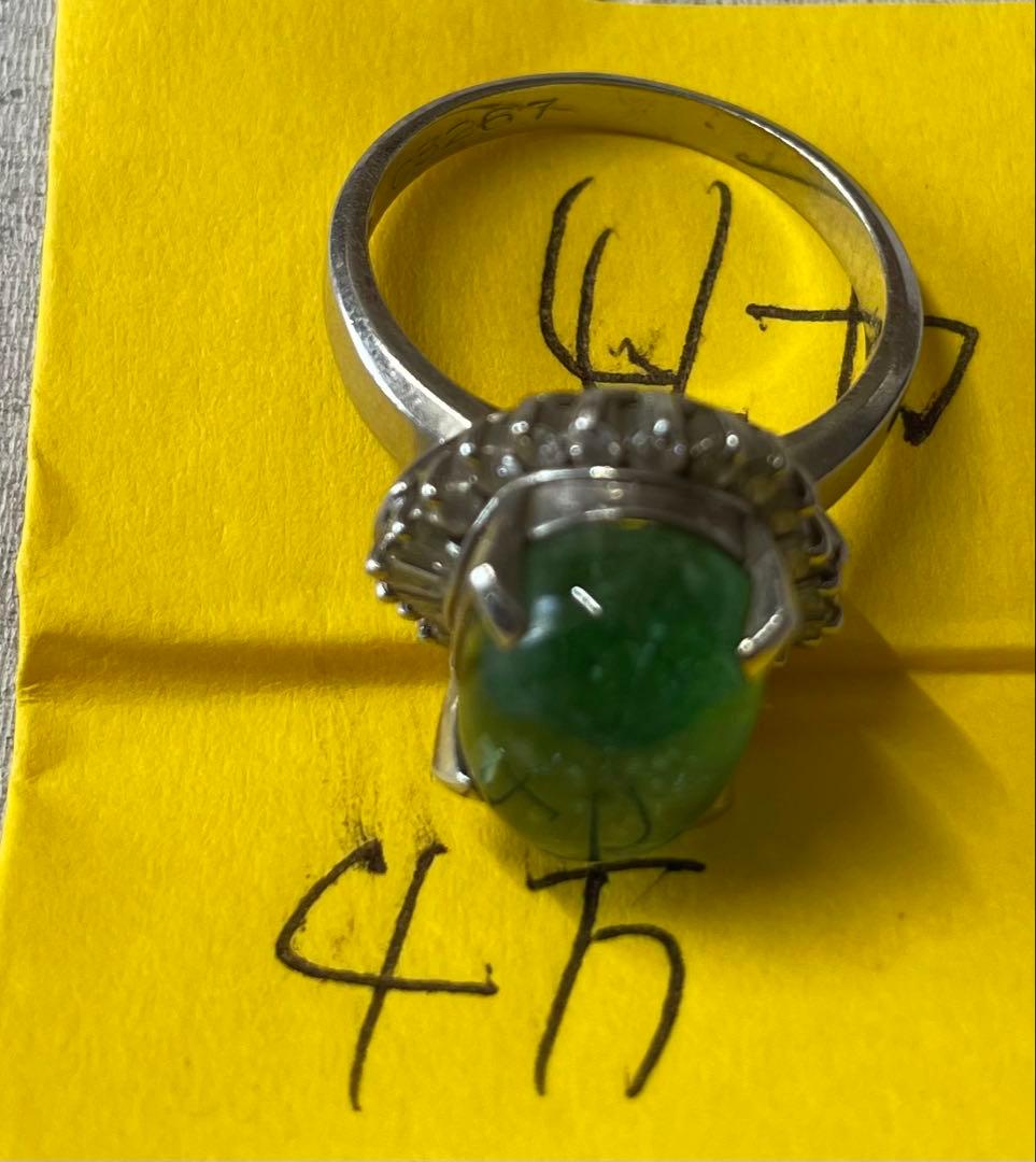 プラチナ　リング　緑