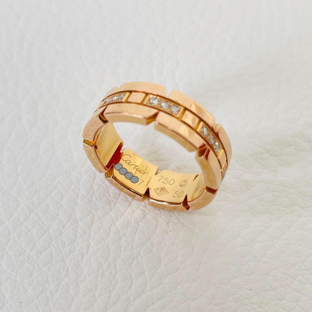 カルティエ リング 指輪 タンクフランセーズ ハーフダイヤ K18PG 10号