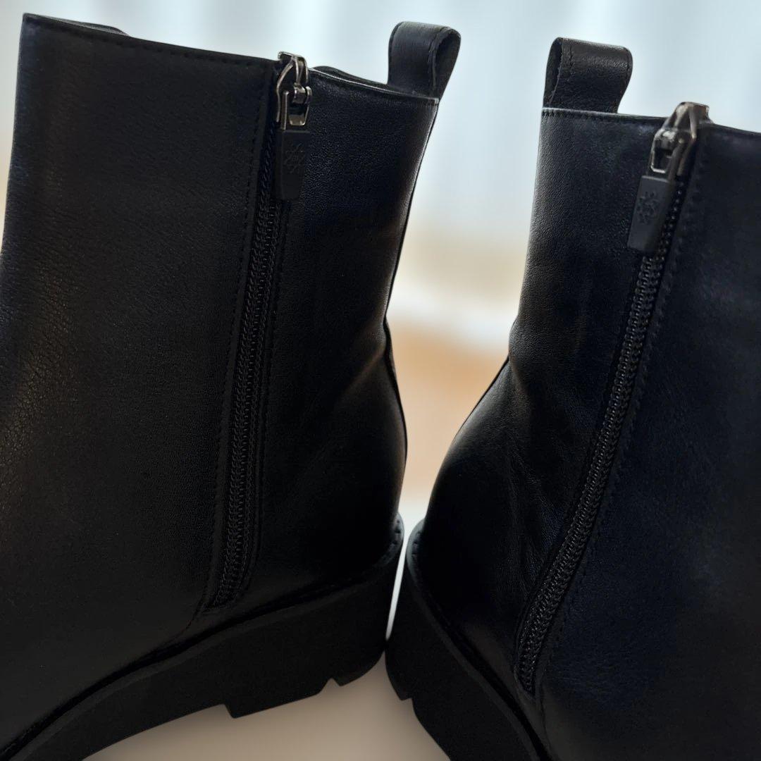 BeauFort 4109 ブラック23.0cm サイドゴアショートブーツ極美品