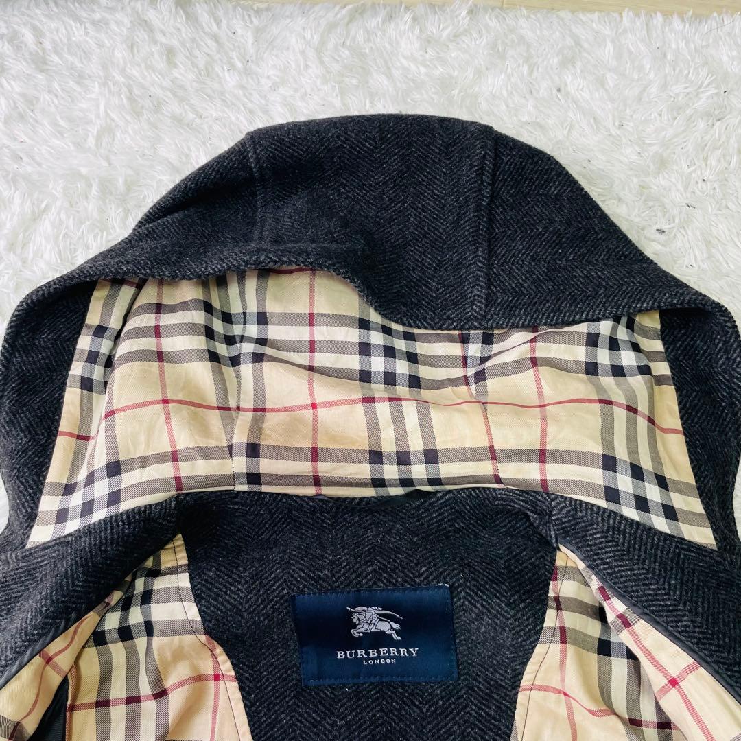 良品　バーバリーロンドン　ダッフルコート　ノバチェック ウール　カシミヤ混