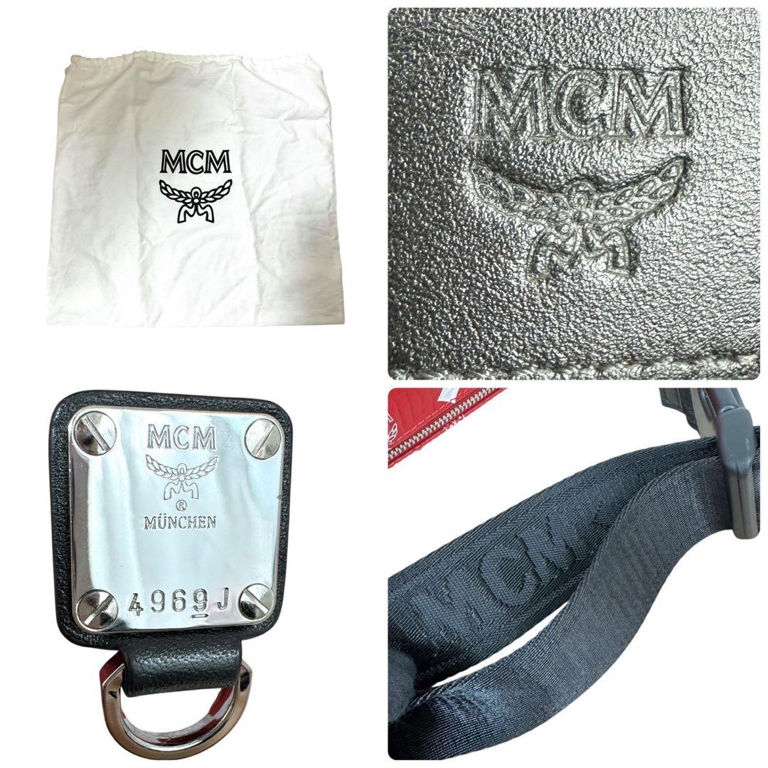 エムシーエム　ウエストポーチ　ボディバッグ　レッド　斜め掛け　2way　総柄