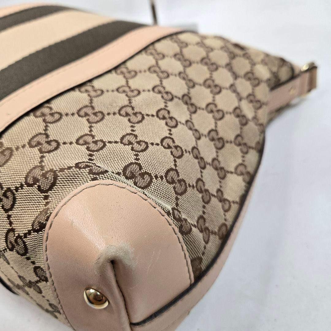 カード付き GUCCI ショルダーバッグ シェリーライン GGキャンバス レザー
