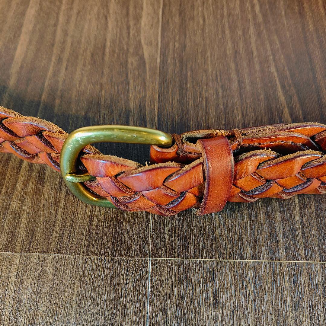 【ヴィンテージ】ポロラルフローレン　高級編込みドレスベルト　極厚イタリアンレザー