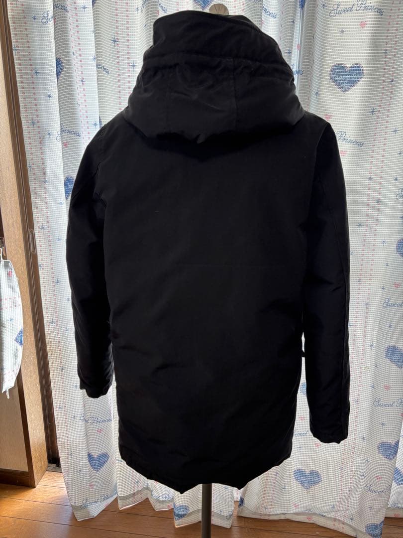 ダントン　ファー付きフード ブラックダウンコート 40号