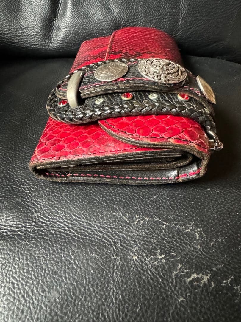 優*舞様 アルズニ　長財布　レッドパイソン　ライダース　オーダー品