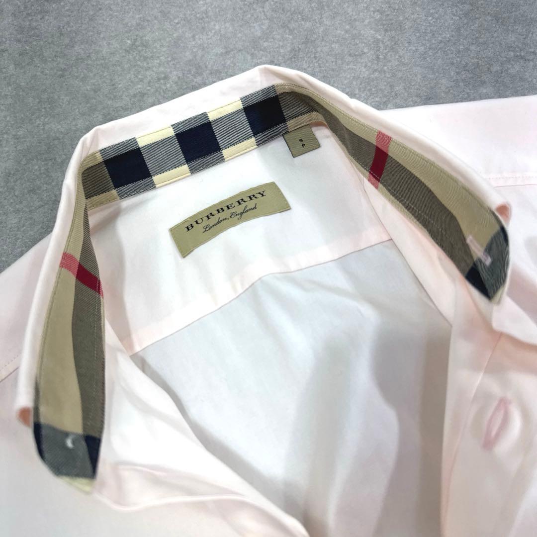 BURBERRY バーバリー 長袖 シャツ ピンク 内ノバチェック 刺繍ロゴ S