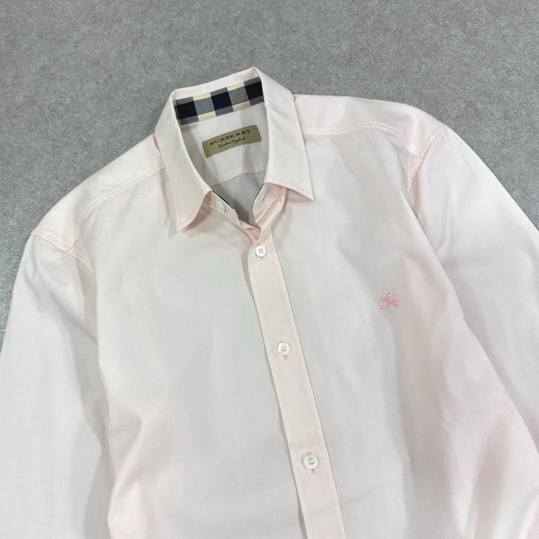 BURBERRY バーバリー 長袖 シャツ ピンク 内ノバチェック 刺繍ロゴ S