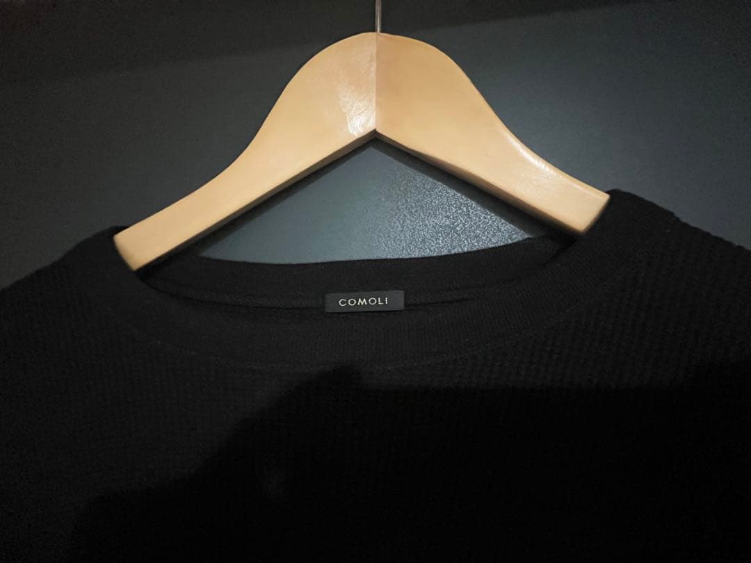 サイズ３　２０２５　comori コットンカシミヤ ワッフル長袖クルー