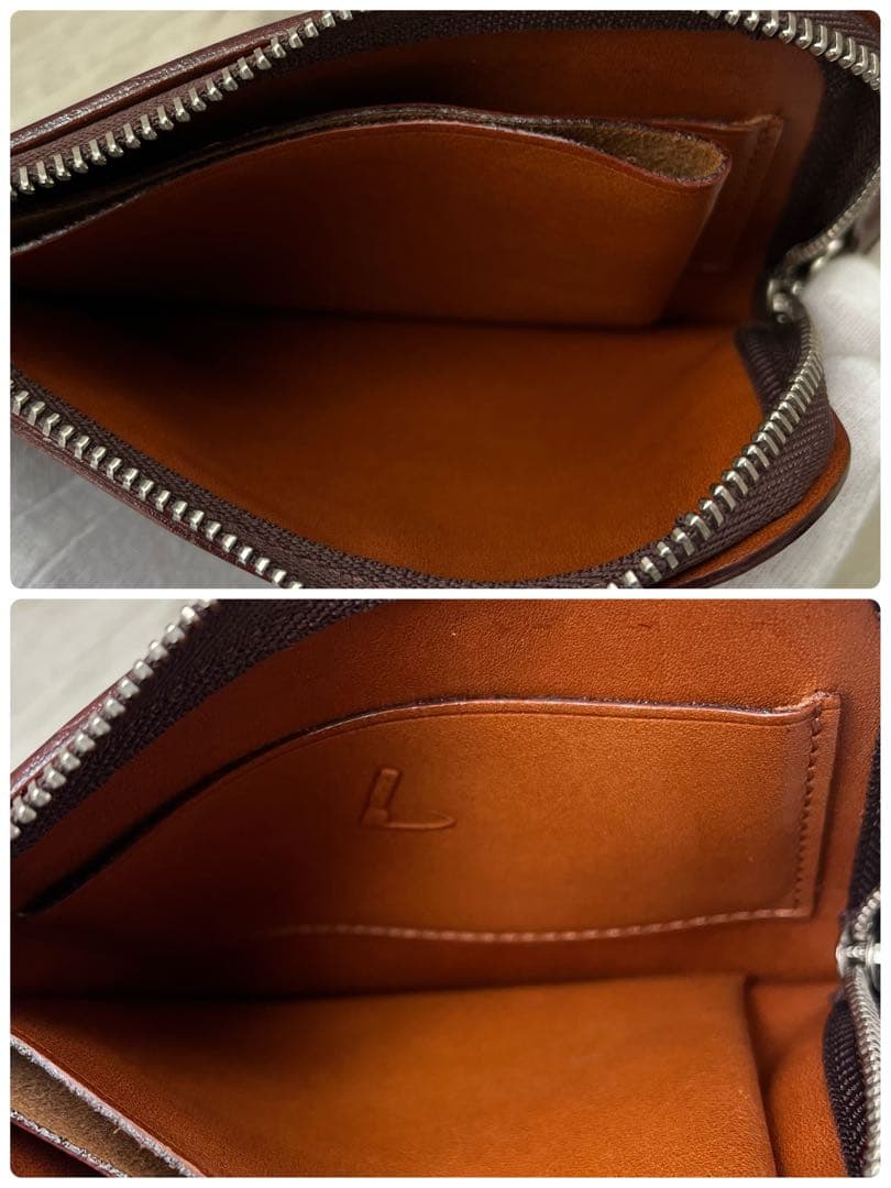 土屋鞄　コードバン　Lファスナー　ミニ財布　馬革　ブラウン レザー ケース