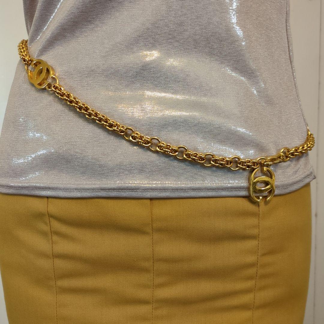 GUCCI　グッチ　チェーンベルト　ダブルG　インターロッキング　ゴールド