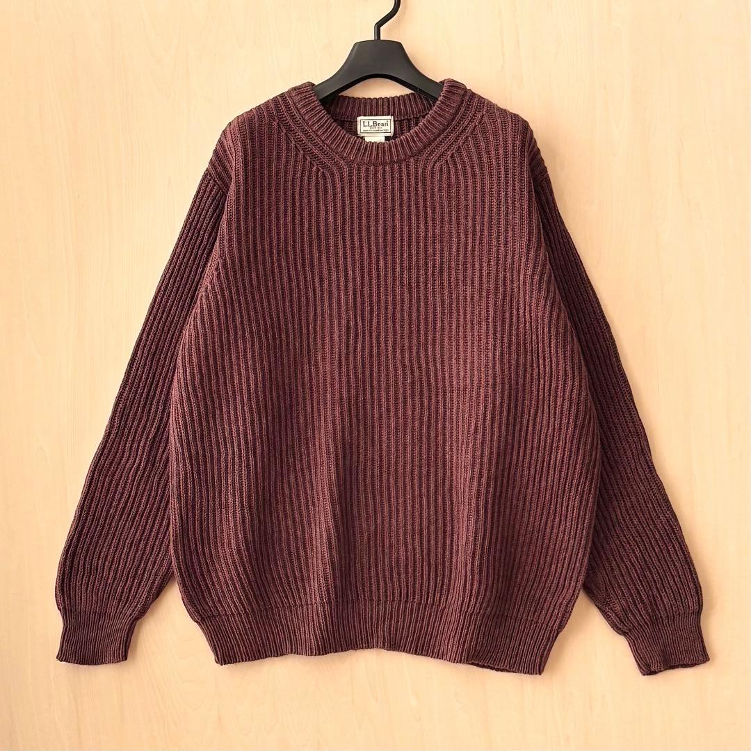 渋いカラー　エルエルビーン　肉厚　コットンニット　リブニット　メランジ