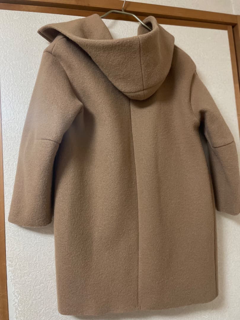ヨシエ　イナバ　ミドル丈　コート　毛　ベージュ　フード