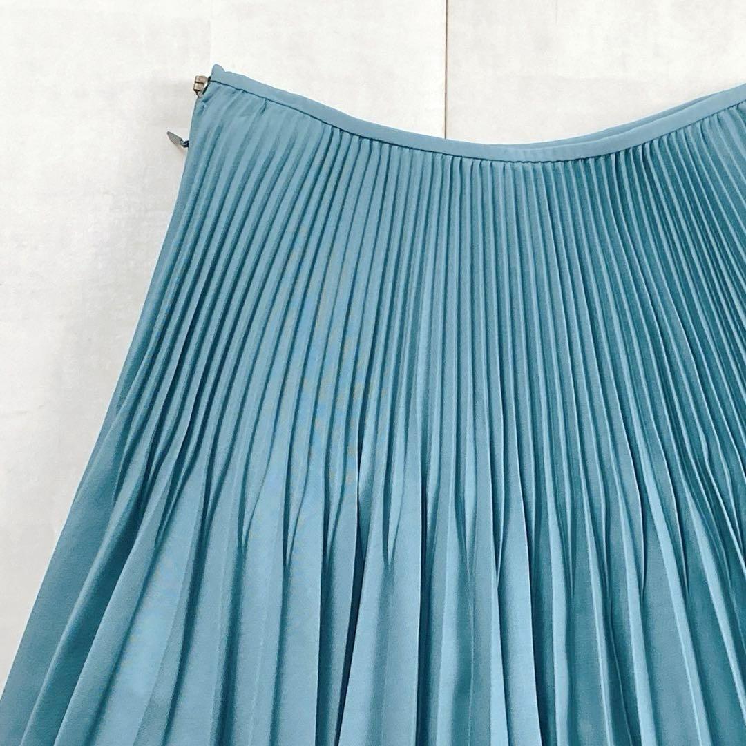 極美品 現行タグ FENDI モヘア プリーツスカート ロング ターコイズブルー