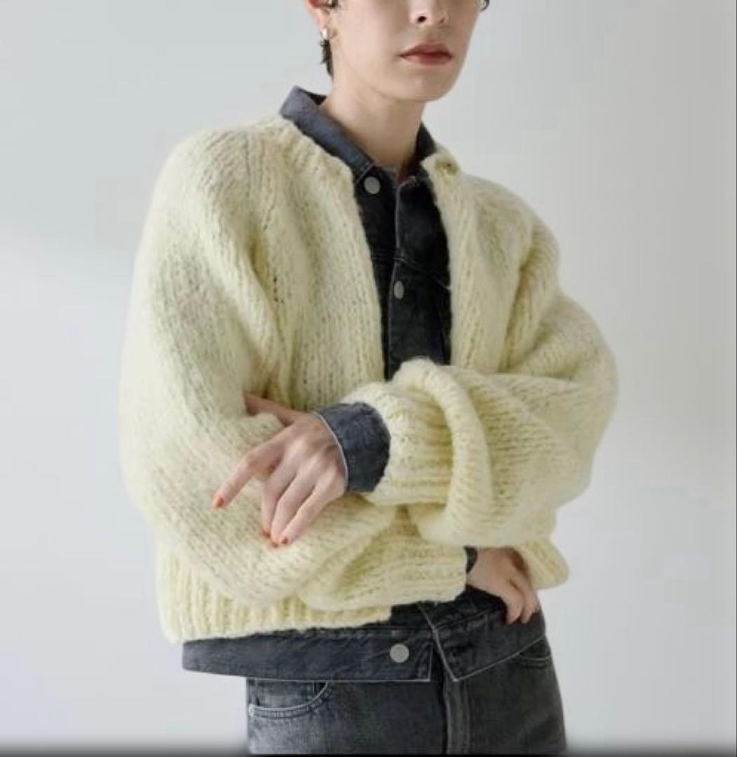 【現行商品】ウィムガゼット　ハンドニットカーディガン　レモンイエロー