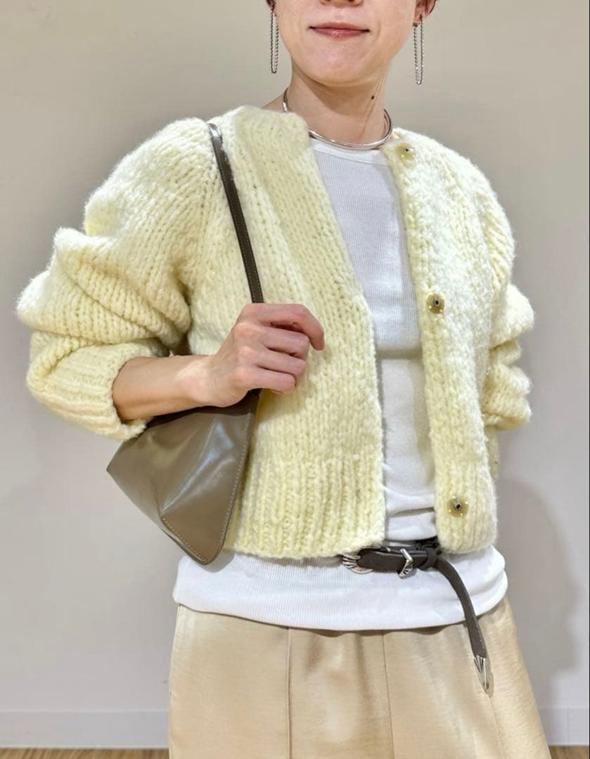【現行商品】ウィムガゼット　ハンドニットカーディガン　レモンイエロー