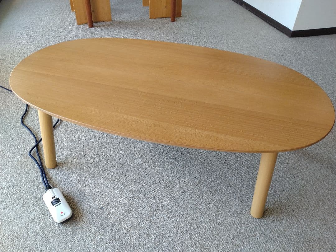 【訳あり21年製】MUJI無印 オーク材楕円こたつ小/ローテーブル机座卓センター