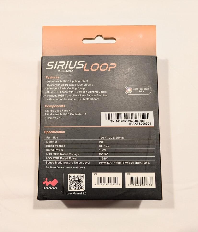 inwin SIRIUS LOOP ASL120 mm ARGBファン 自作PC