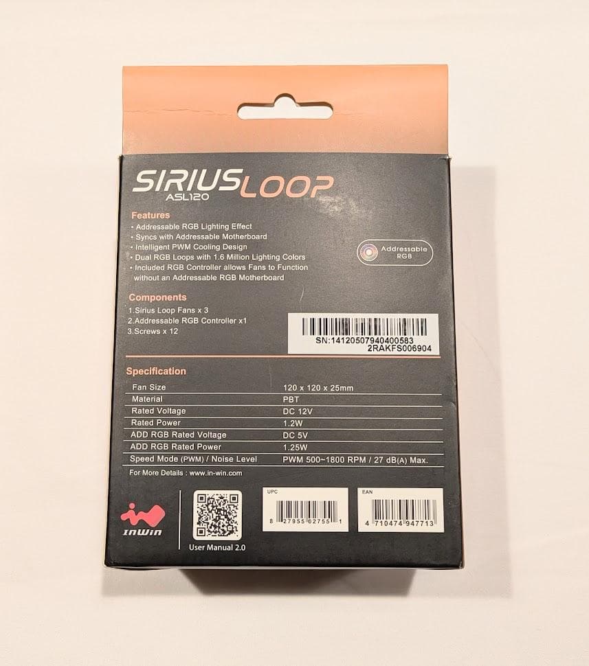 inwin SIRIUS LOOP ASL120 mm ARGBファン 自作PC