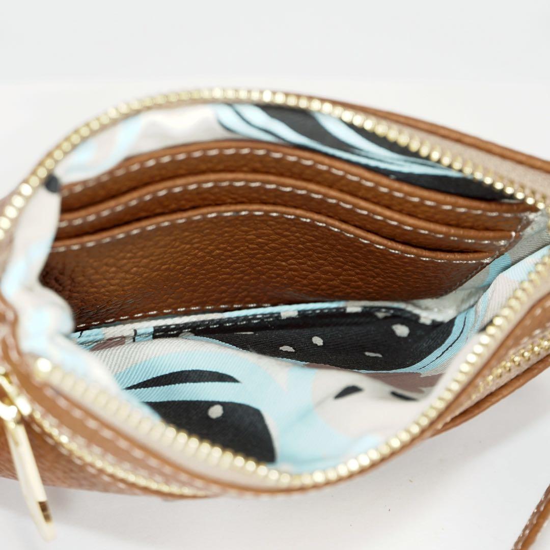 【極美品✨】イアンヌ　シャルル　ポーチ　ゴールドプレート　シボ　レザー　ブラウン