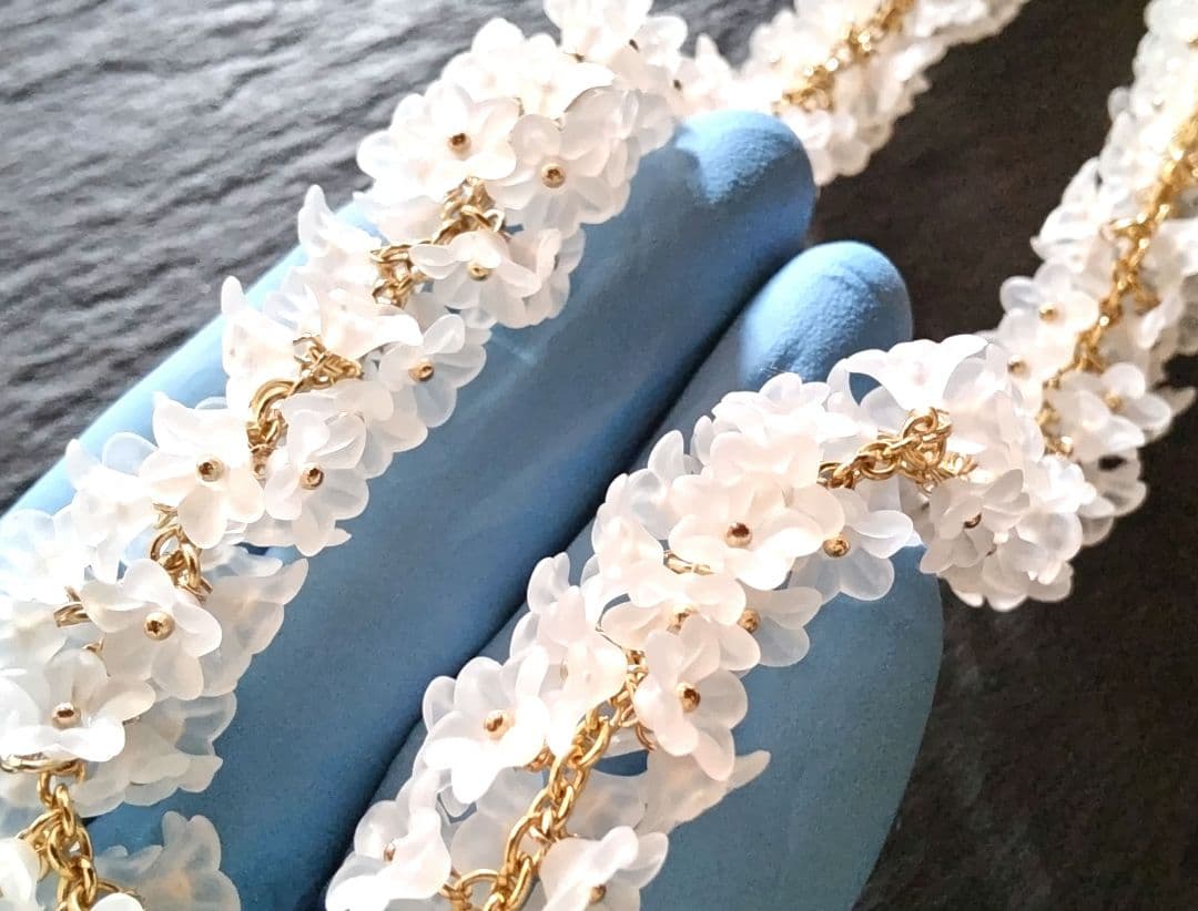 チロル様 紫陽花ピアス&リング、白のお花のネックレス、ブレス、フープピアス G