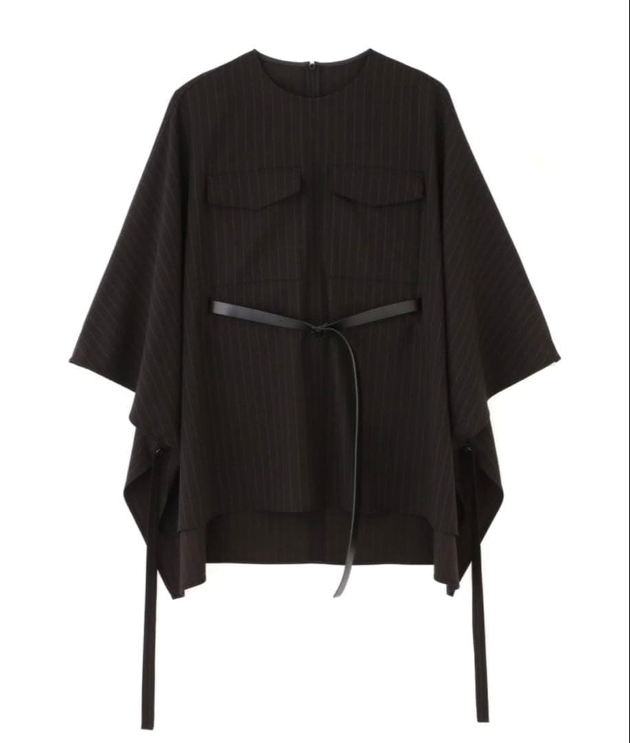 ADORE アドーア　ストライプツイルシャツ ポンチョ　ベルト　ブラウス