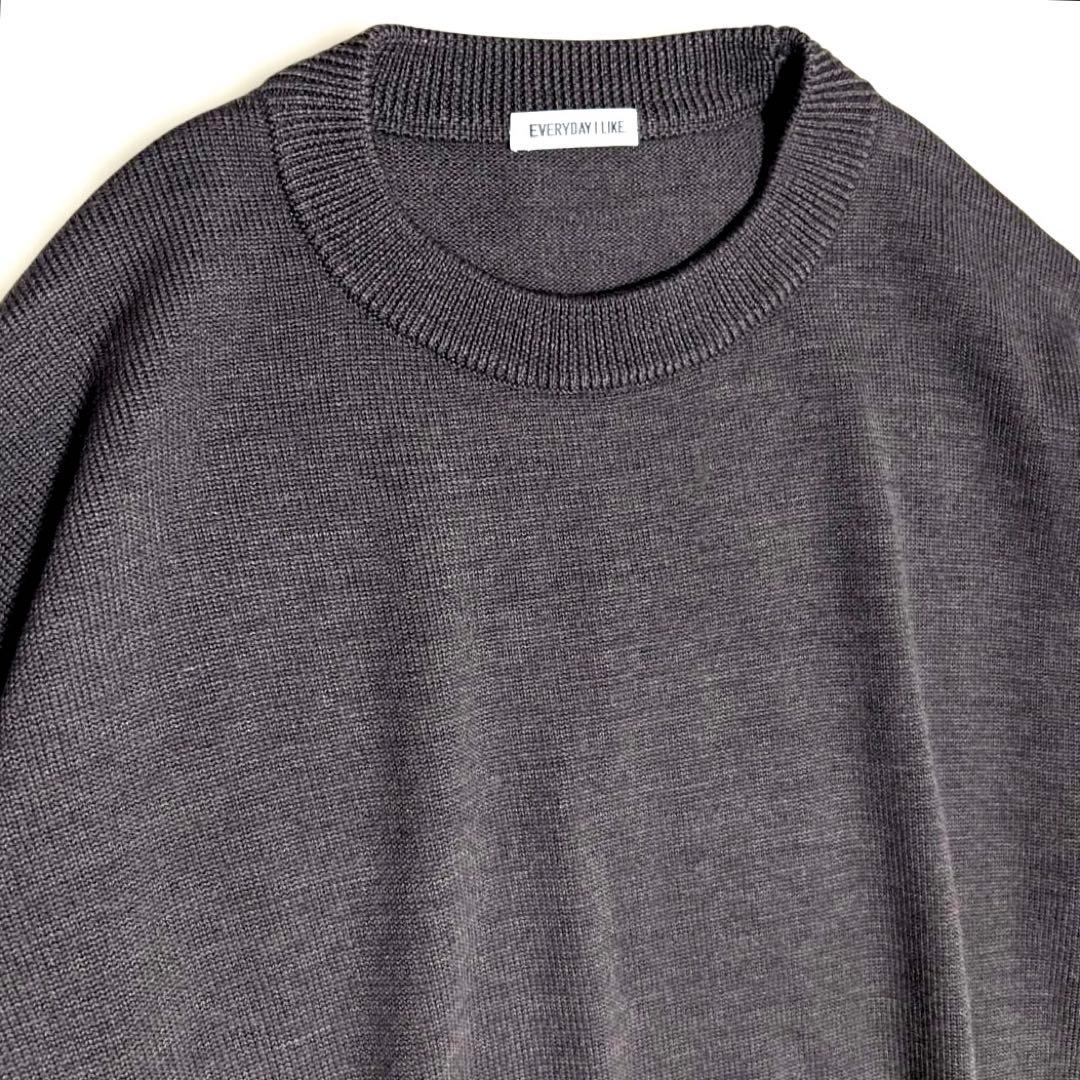 極美品/エブリデイアイライク定価3万ベーシックニット　クルーネック　ブラウン