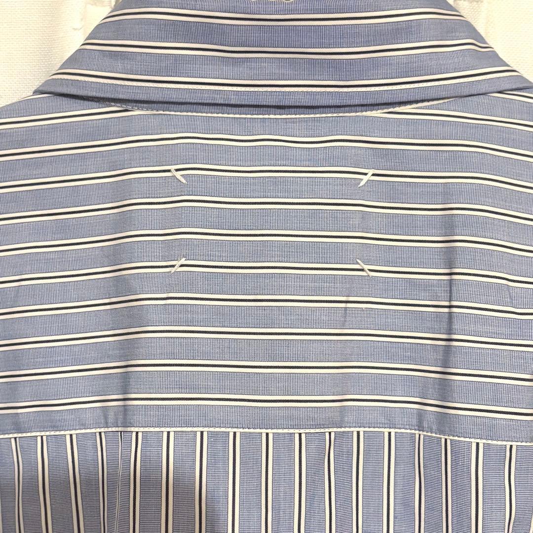 【美品】23AW メゾンマルジェラ　オーバーサイズ　ストライプ　シャツ 　ブルー