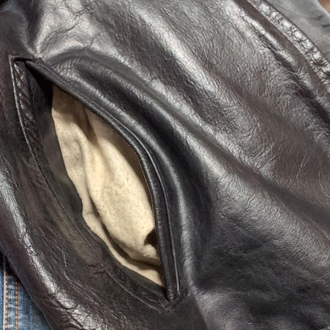 Schott ブラックレザーライダースジャケット 42