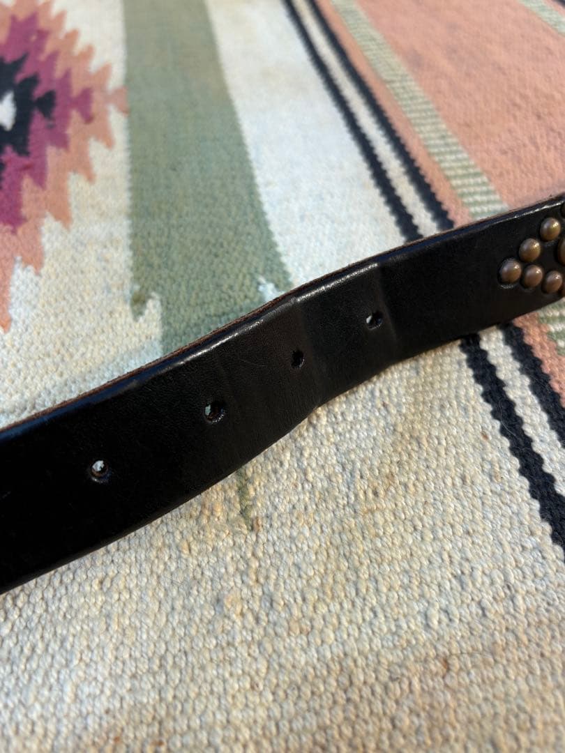 HIDE AND SEEK × HTC BLACKレザー スタッズベルト 36