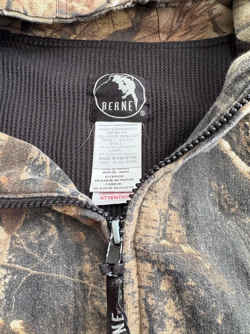 00s BERNE 裏サーマル ジップパーカー リアルツリー