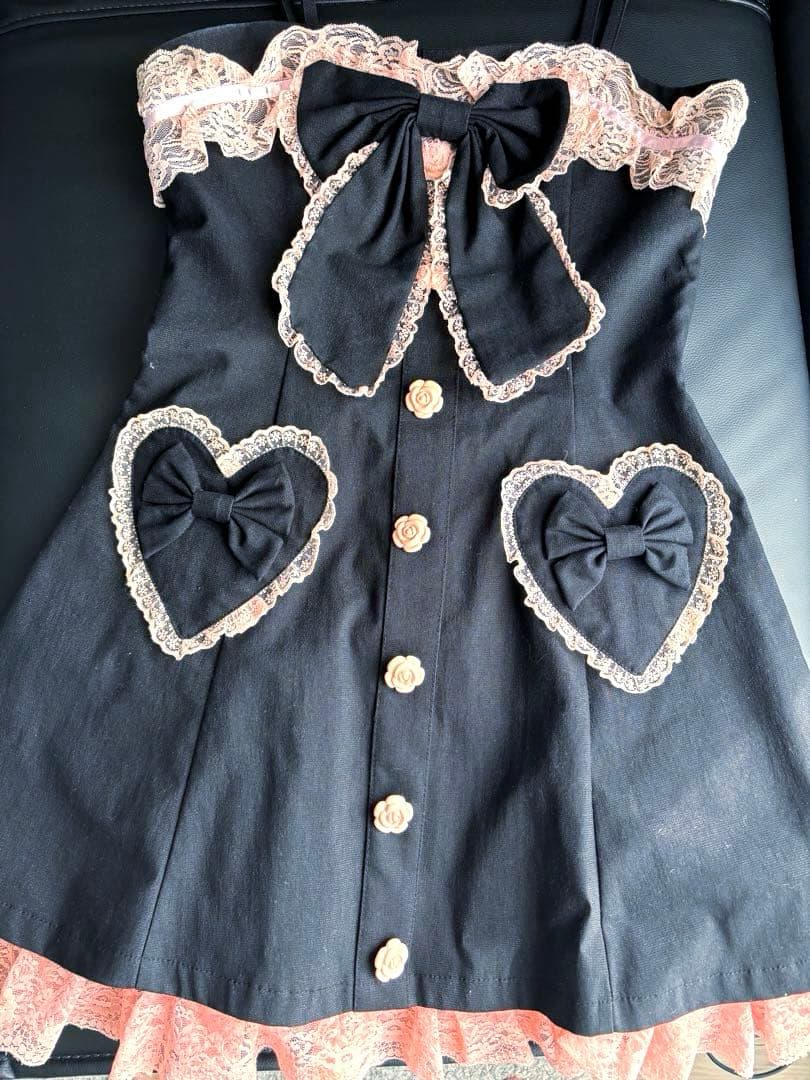 La Pafait リボンエプロン風ワンピース