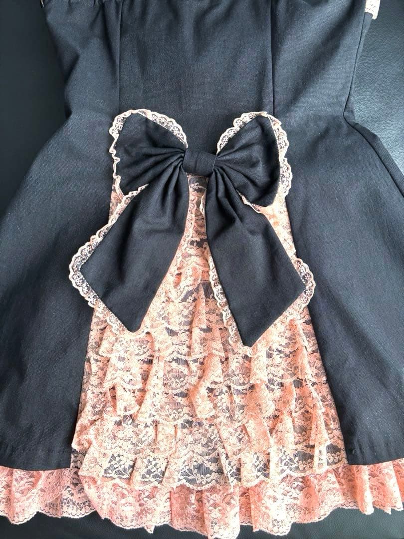 La Pafait リボンエプロン風ワンピース