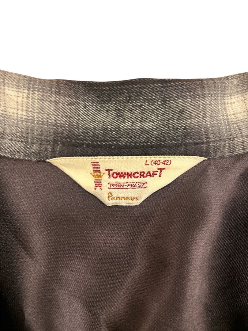 TOWNCRAFT 黒×白 オンブレシャツ コットン　レーヨン　サイズL