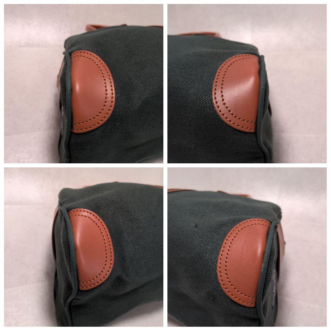 【極美品】一澤信三郎帆布 ボストンバッグ 緑麻 麻帆布×レザー 京都 日本製