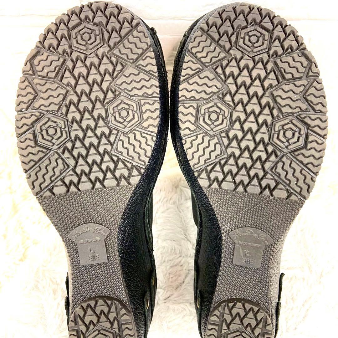 未使用級 ヒナデイグリーン レザー ミュール サンダル ウェッジソール L