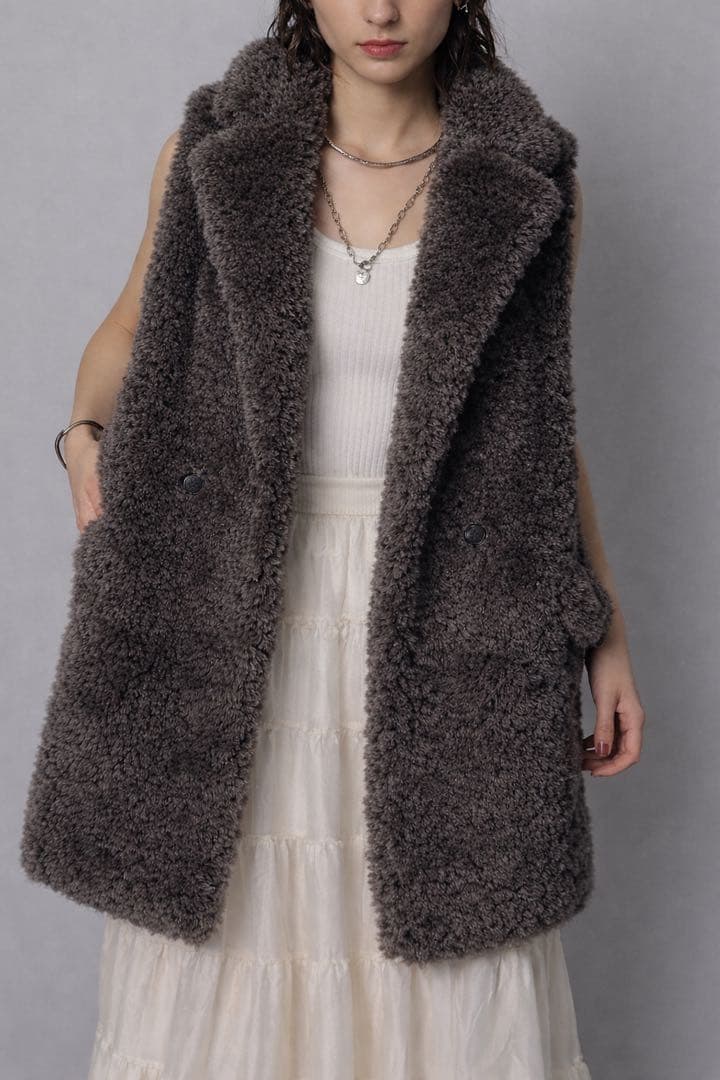 ❤︎新品❤︎ カデュネ CADUNE ボアジレ チャコールグレー