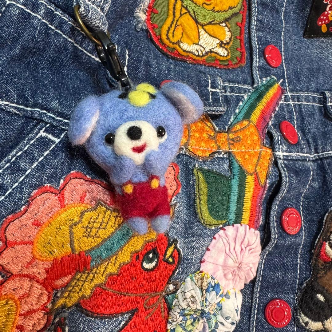 ハンドメイド デニムリメイク バッグ レトロアニマル ヨーヨーキルト 楕円 19