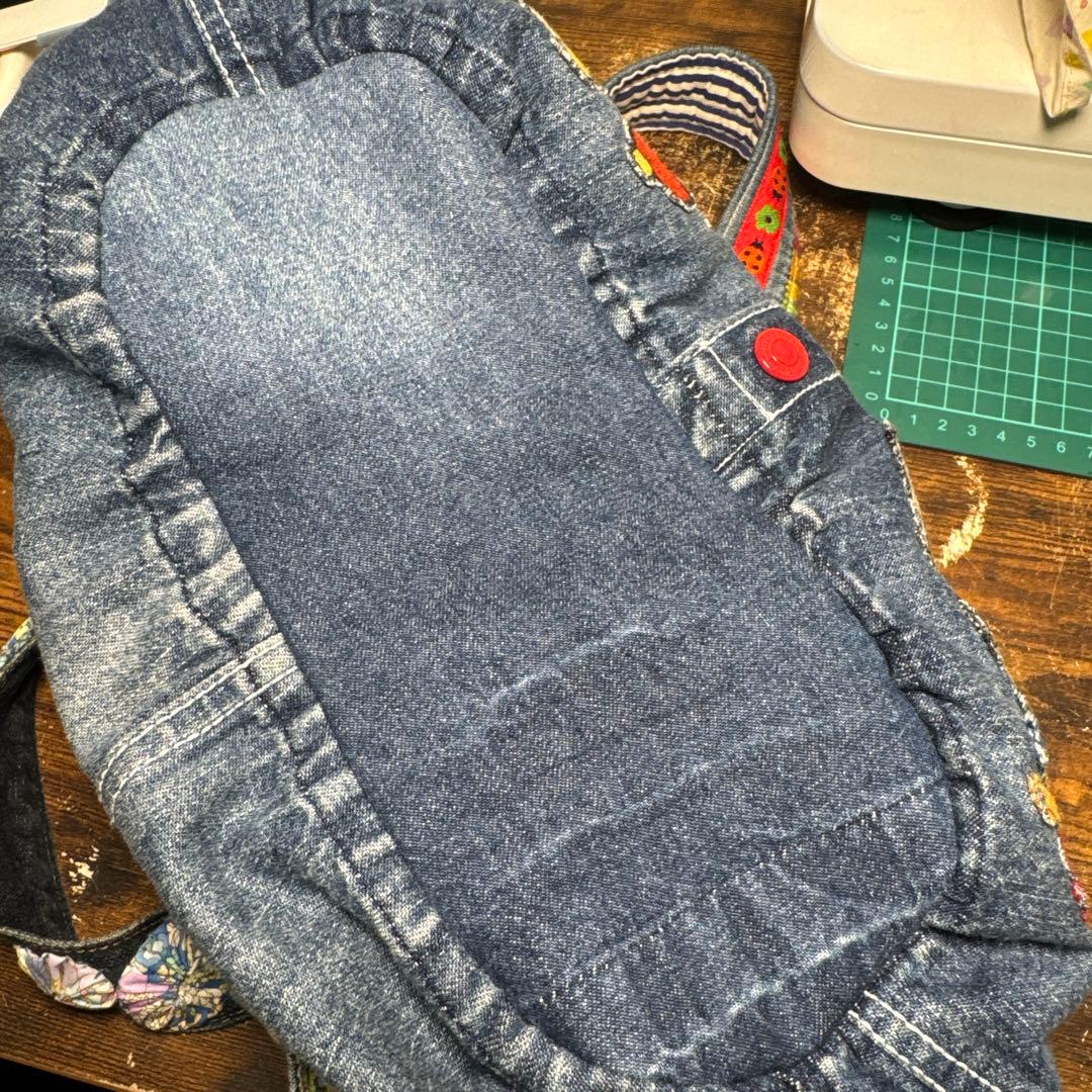 ハンドメイド デニムリメイク バッグ レトロアニマル ヨーヨーキルト 楕円 19