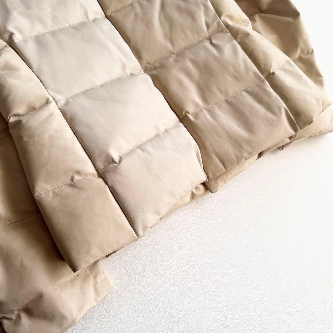 45R 45rpm 馬皮革　ダウン入りジャッケット　クリーム　カシミヤ付け襟