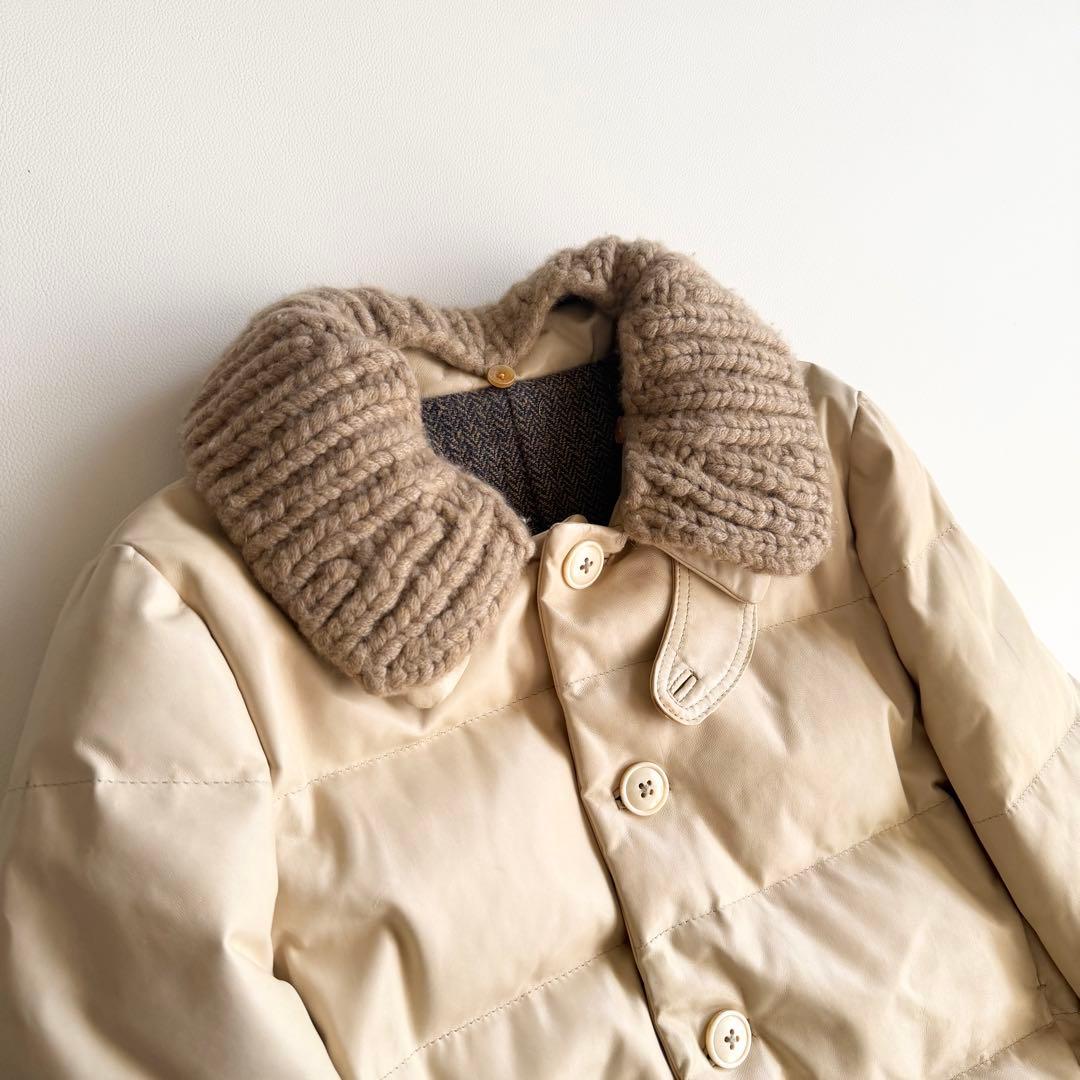 45R 45rpm 馬皮革　ダウン入りジャッケット　クリーム　カシミヤ付け襟