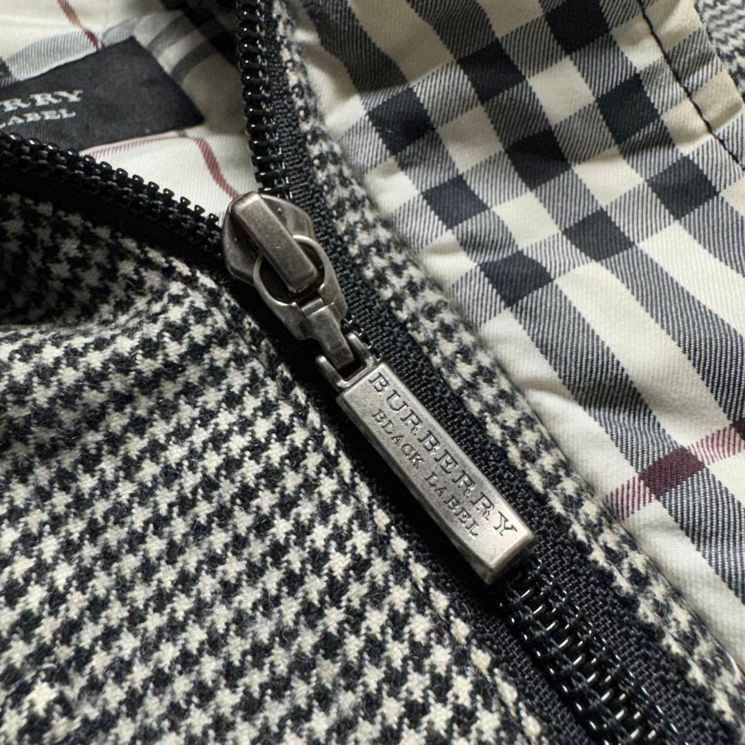 バーバリーブラックレーベル　パデッドコート　ノバチェック　千鳥柄　ラビットファー